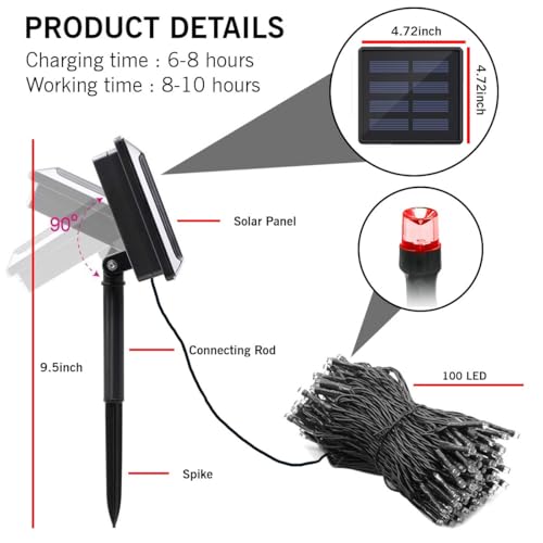 Image of CBK Solar Fairy String Light 10 Meter Inbuilt Rechargable Batery IP65 Waterproof 8 Mode Copper Wire Outdoor /Indoor Solar Powered Led String Light Decorations for Garden Yard Balcony (RGB Colour)