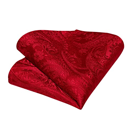 Image of DiBanGu Mens Paisley Tie Set Silk Woven Jacquard Necktie and Pocket Square Cufflinks Gift Set for Wedding Bussiness