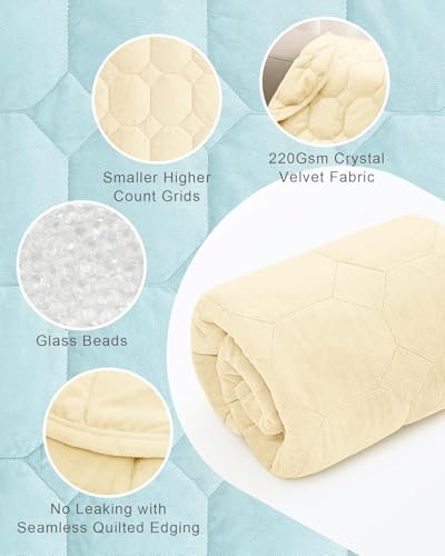 Image of Cottonblue Weighted Lap Blanket Pad 5 lbs 29 inch x 33 inch, Cozy Luxury Crystal Velvet Weighted Blanket for Adults Teens, Small Weighted Blanket Throw All Season for Travel Relaxation Sleeping, Beige