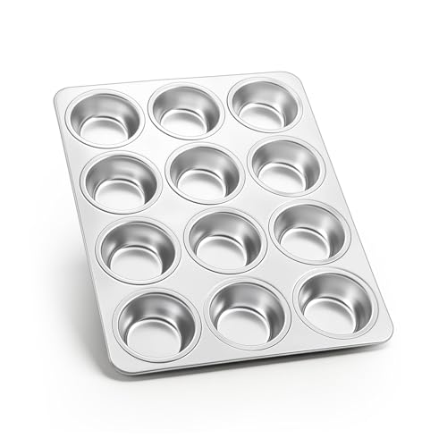 Onader Yorkshire Pudding Tray 12 Cup, Stainless Steel Muffin Cupcake Tin for Baking Muffin, Mince Pie, Brownie, Quiche, Non-Toxic & Heavy Duty, Oven & Dishwasher Safe