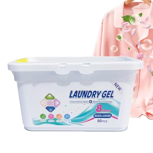 Cápsulas de lavado de ropa – Suministros de limpieza perfumados de larga duración – 50 cápsulas de gel para ropa, apartamentos, hoteles, universidades, viajes, vacaciones, hombres, mujeres, marido
