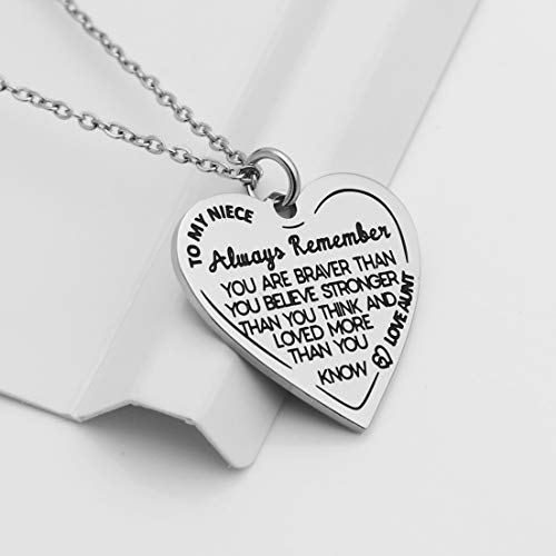 Ankiyabe Niece Inspirational Gifts Necklace Engraved Message Heart Pendant Necklace Encouragement Niece Gift from Aunt Uncle2