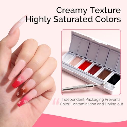 Image of MelodySusie Gradient Painting Gel, 6 Colors Autumn Winter Ombre Gel Polish with 100 Sponges&Metal Grabber Set for Aura Nails, French Manicure, No Wipe, Soak Off UV, DIY Nail Art Palette Caramel Brown