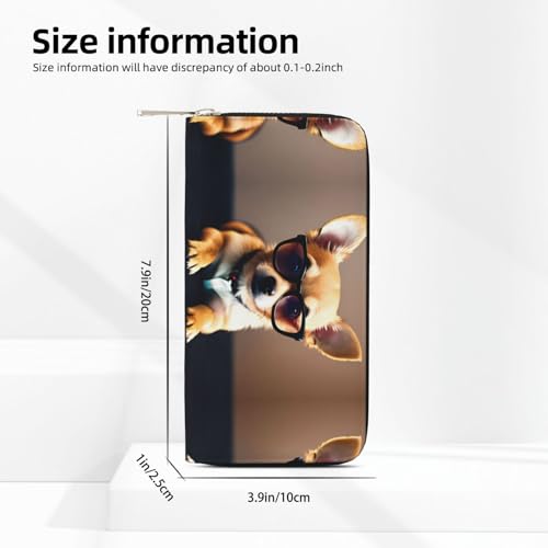 Chihuahua Dog Glasses 1 Print Women Wallet Trendy Travel-Friendly 7.9X3.9in Casual Clutch Purse Gift for Ladies4