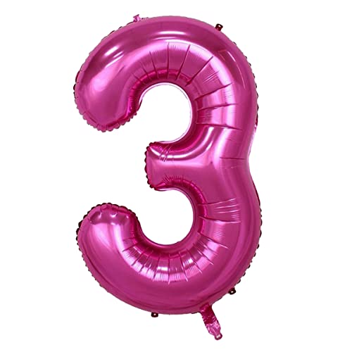 Image of Birthday Decortaion Item Pink 32 Inches 3 Numbers Foil Helium Balloons | Birthday Decoration Kit For Boy Girl | Number Foil Balloon | Birthday Decoration Item For Boy Girl, Pack Of 1
