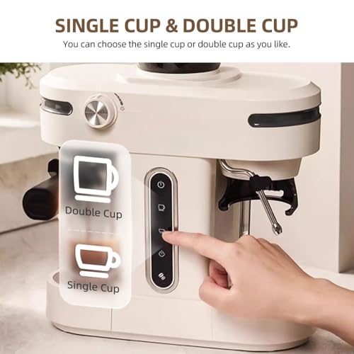 Gecheer Espressomaschine H14A, 20 Bar, 15 Mahlgradeinstellungen, Vorbrühfunktion, Temperaturregelung, Tassenkapazitätseinstellung, mit Dampfdüse