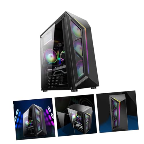 Gabinete Vaguelly RGB Mid Tower para computadora Gaming con panel lateral templado, soporte ATX, diseño elegante para oficina y entusiastas de la computadora miniatura 4