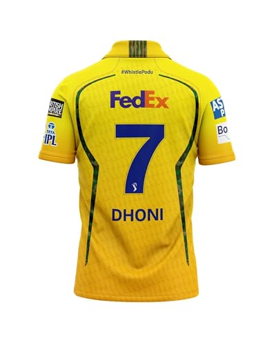 Image of CSK Jersey MS Dhoni 7 Team Half Sleeve Jersey 2023 /2024 for Boys & Men