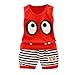 Produktbild Babykleidung Jungen Sommer Set,Kinder Anzug Cartoon Auge T Shirt Oben+Lässig Gestreifter Hosen Anzug Baby Zweiteilig(Rot,2-3 Jahre/X-Groß)