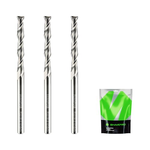 1/8 Upcut Spiral Carbide CNC Router Bit, 1/8 Shank, 1/8 Cutting Dia, 3PCS