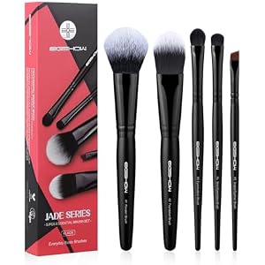 EIGSHOW 5 Stück Make up Pinsel Set, wesentliche grundlegende Schminkpinsel, Puder Stiftung Schatten Eyeliner-Pinsel für das tägliche Make-up (schwarz)
