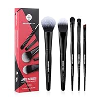 EIGSHOW 5 Pcs Makeup Brush Set, Essential Basic Makeup Brushes, Powder, Foundation, Shadow, Eyeliner Brush For Daily Makeup Look(Black)
