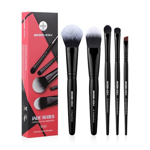 EIGSHOW 5 Stück Make up Pinsel Set, wesentliche grundlegende Schminkpinsel, Puder Stiftung Schatten Eyeliner-Pinsel für das tägliche Make-up (schwarz)