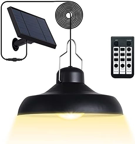 Solar Pendant Light Outdoor - Solar Shed Lights Indoor 3000K|4500K|6500K| with Remote Control Solar Outdoor Lights,IP65 Waterproof Solar Indoor Lights for Garden,Chicken Coop,Gazebo,Barn