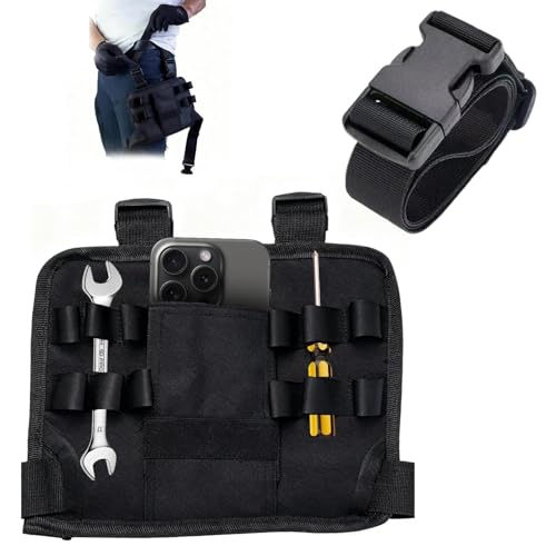 Dulynva Cinturon Herramientas Tejido Oxford Bolsa de Herramientas para Pierna Cinturón Herramientas con 13 Bolsillos Ajustable Múltiples Porta herramientas Cintura Electricista y Carpintero (Negro)