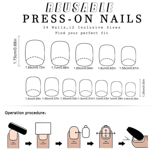 Image of Flower Press on Nails Spring Summer Fake Nails Pink Full Cover Glue on Nails with Glitter Design Floral Stick on Nails Reusable Artificial Acrylic Short Square False Nails for Women Manicure 24Pcs
