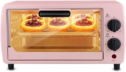 LABLADUO Horno Tostador Eléctrico, Mini Horno de 9L y 600 W de Potencia, Temperatura Ajustable de 0-230 ℃ y Temporizador de 60 Minutos, Horno eléctrico for Hornear en casa de 3 Capas(Pink)