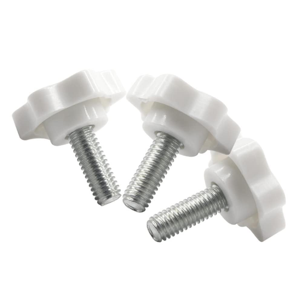 Tornillo de cabeza estrellada Tornillos moleteados con mango de estrella, M6, M8, M10, rosca de 38mm, cabeza de 12-50mm, color blanco, paquete de 5(M10*25mm)