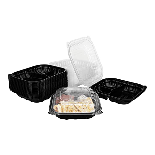 Karat Fp-Phc10259Pp-3C 10.25"X 9" Premium Pp Hinged Container, 3 Compartments - 150 C #TOP4
