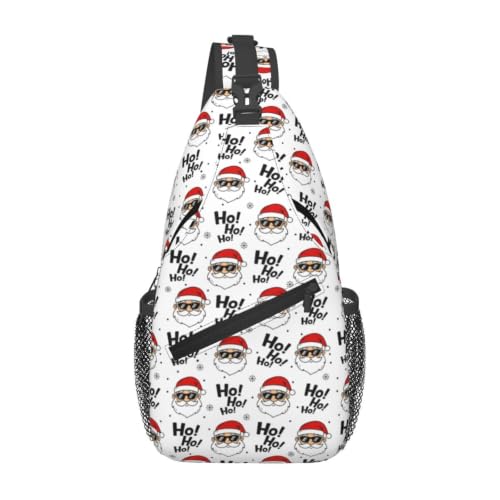 Bolsa tiracolo de Natal para mulheres e homens, bolsa de peito de ano novo, bolsa de ombro, mochila de tiracolo, presentes de Natal, Padrão de Ano Novo com Papai Noel Ho Ho Ho 1, One Size, Mochilas