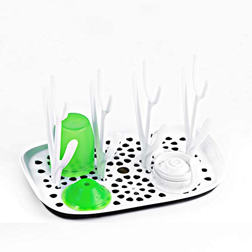 Escurridor para biberones diseño para 8 botellas en blanco y negro (blanco) [garantía de devolución de dinero de 30 días]