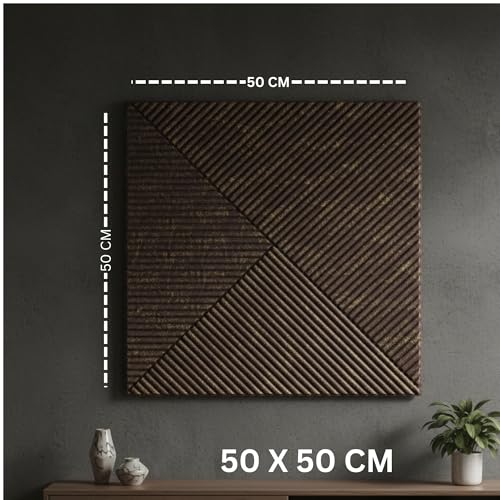Image of Kayra Decor PVC Panel for Wall - Fluted Design, Magnum Brown Color 19.7 inch x 19.7 inch (Pack of 18) - Covers 48.51 Sq. Ft.