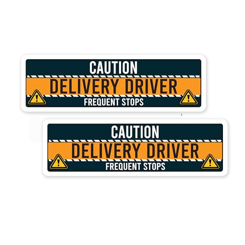Image of Magnet Me Up Caution Delivery Driver Frequent Stops Magnetic Decal, 10x3 Inch, 2 Pack, Delivery Essentials, for Cars, Trucks, Flex Drivers Magnet, Weatherproof, Full-Color Print, Made in USA