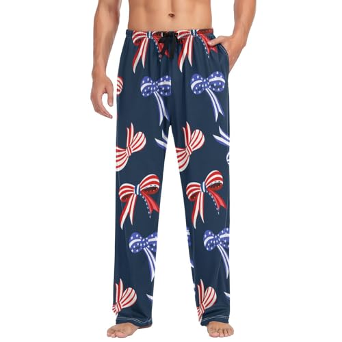 Men's Pajama Pants Independence Day American Bows Sleep Pajama Lounge Pant with Pockets, Elastic Waistband3
