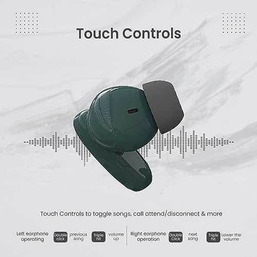 Image of VARNI Big-B Earbuds with 80Hrs Playtime,Touch Control, Lighting Fast Charging,IPX5 Bluetooth Headset (Black, True Wireless) (Green)