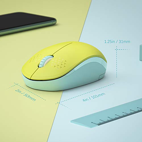 Seenda Wireless Mouse, 2.4G Noiseless Mouse With Usb Receiver Portable Computer Mice For Pc, Tablet, Laptop, Notebook - Yellow & Green #TOP2