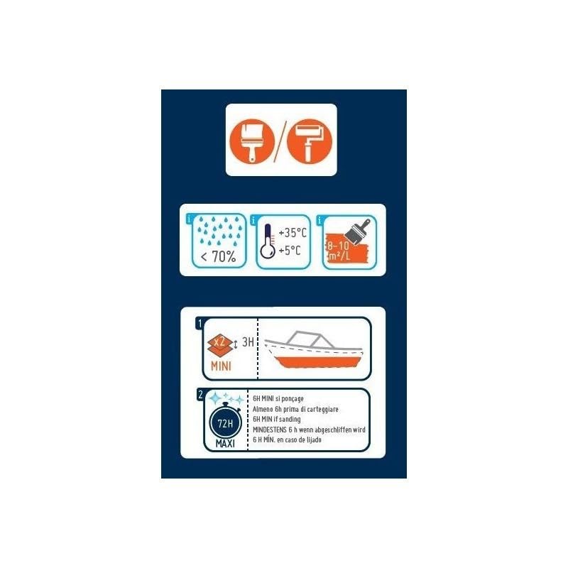 Orangemarine Primaire pour Zones Immergées – Base Antifouling Mono‑Composant pour Coque Bateau | Adhérence Renforcée & Protection Anticorrosion pour Polyester, Acier, Aluminium & Bois