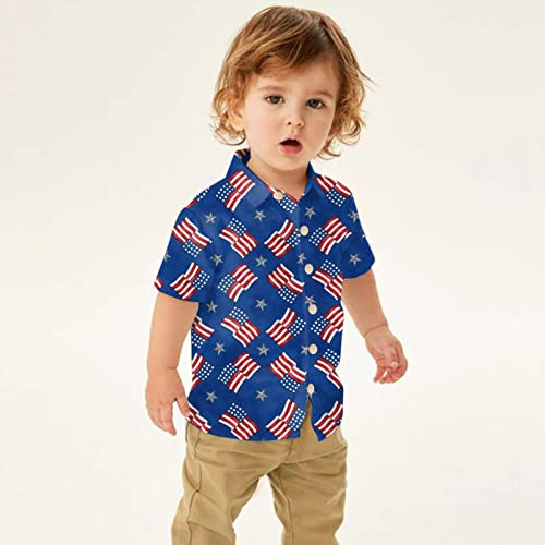Girls Boys 4th of July T-Shirts Short Sleeve Lapel Kids American Flag Graphic Shirts Patriotic Independence Tee Tops3