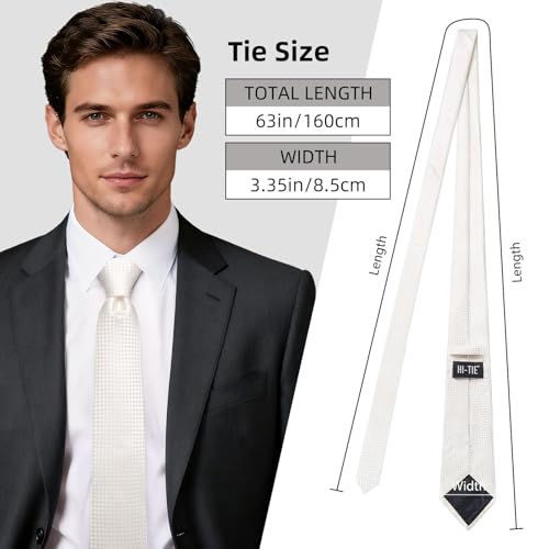 Image of Hi-Tie 63 inches Striped Paisley Extra Long Ties for Men Silk Necktie with Lapel Pin Tie Clip Big and Tall Men Formal Wedding