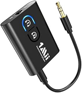 1Mii Bluetooth 5.2 Transmitter Receiver for TV to Wireless Headphones, Dual Link AptX Low Latency with HD Audio, Aux Bluetooth Audio Receiver Adapter for Home Stereo, Airplane, Boat, Gym