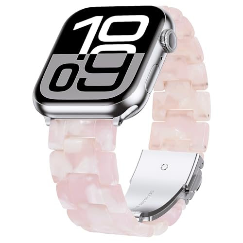Image of iiteeology Compatible with Apple Watch Band 42mm 41mm 40mm 46mm 45mm 44mm, Light Resin with Stainless Steel Replacement Wristband for iWatch Ultra 3 /Ultra 2 49mm Series 11-1 SE 3
