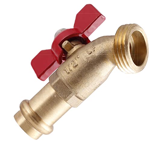 Image of Midline Valve 12CECUS-OM Quarter Turn Boiler Drain Valve; 1 /2'' Press Inlet x 3 /4'' MHT Outlet; Lead-Free Forged Brass