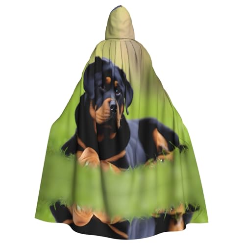 YYHHAOFA Mantello con cappuccio per adulti per feste e costumi cosplay rottweiler carta da parati modello