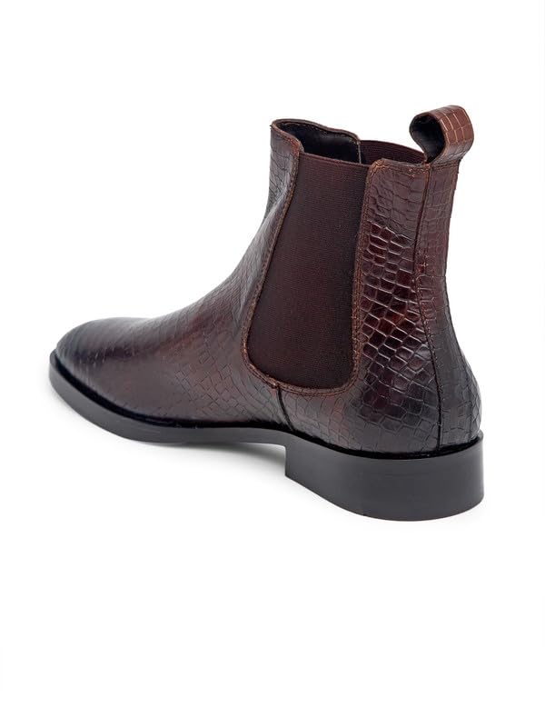 Image of TEAKWOOD LEATHERS Men Chelsea High Ankle Classic Boots Perfect for Casual, Parties & Special Occasions Comfort, Durable Genuine Leather Boot Shoes | SH TW 04 P