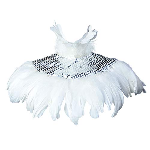 HOMELEX Natural Pluma Lentejuela Chal Gótico Negro Capa con Gargantilla Collar (YM58)