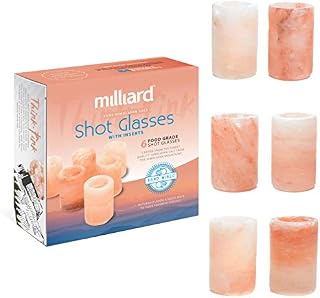 Milliard 6 Pack Premium Himalayan Salt Shot Glasses,Pink Tequila Shot Glasses, FDA Approved