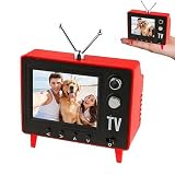 Mini TV retro, Pixel Pocket Tiny TV, TV falsa de casa de muñecas con almacenamiento de 8 GB, compatible con carga de video USB, antena giratoria de 180°, batería de 180 minutos, escala 1:12, clásicos