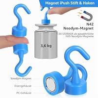 Wanmu 12 Stück Magnethaken Magnet Haken Extra Starke Magnetische Haken Hakenmagnete Stanzfrei Magnethacken für Camping Schließfächer Werkstatteinrichtung Kleiderhaken (Mehrfarbig) – Ansicht 3