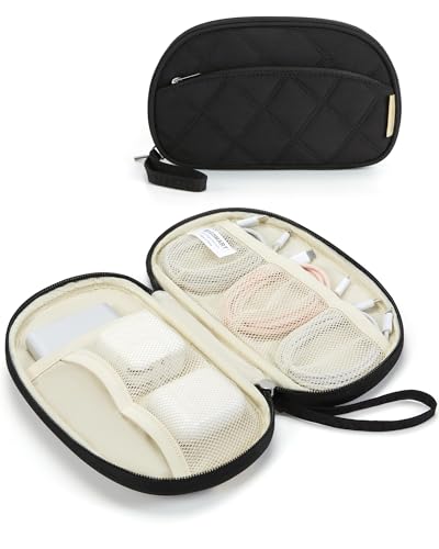 Image of BAGSMART Electronics Organizer Travel Case for Cords Chargers Phones, Black | Puffy Padded, Travel Essentials, Cord organizer bag for Cables, Compact Tech Accessories Pouch