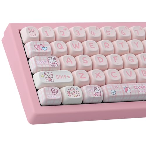 Teclas PBT Personalizadas Pink Bunny 148 Teclas de sublimación de Tinte Moa Juego de Teclas para diseño ANSI Cherry Gateron MX Teclados mecánicos