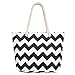 Bolsa de Playa, Comius Sharp Bolso Playa, Totalizador de Lona de Verano Niña Mujer Bolsas Bandolera Bolsos, Bolsillos Interiores con Cremallera, Asas de Cuerda de Hombro de Playa (Black)