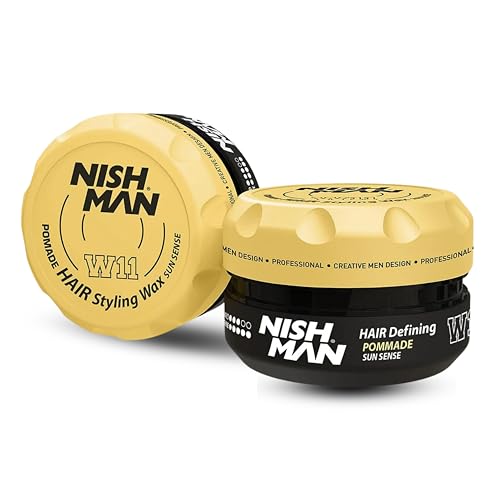 NISHMAN Hair Styling Pomade Wax W11 – Sun Sense 100g – Flexible, Moderate Halt und Mittlere bis Hohe Glanz – Perfekt für Feste Styling, Pflege und Langanhaltenden Look