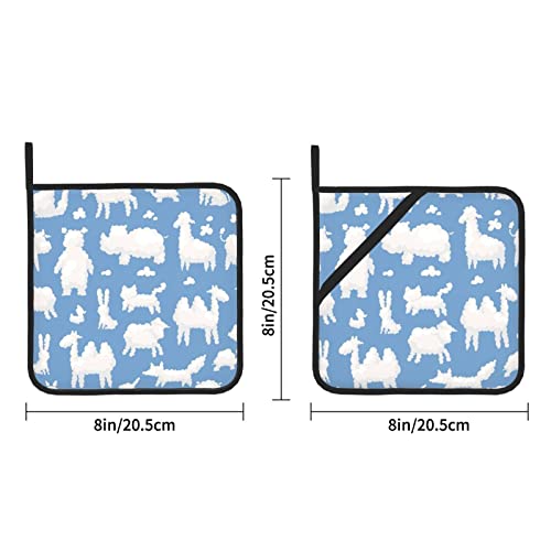Bamowey Clouds Sheep Pot Holders Set Of 2,Oven Hot Pads For Kitchen Heat Resistant Washable Potholder For Kitchen Baking #TOP3