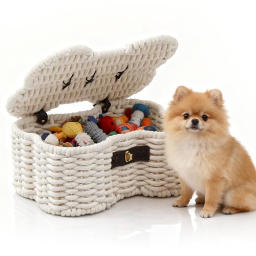 Cotton Rope Pet Toy Basket with Bone Shape