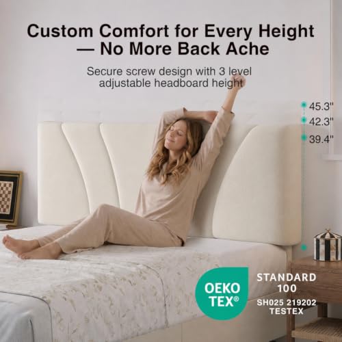 Image of Novilla Full Size Bed Frame with Drawers /Charging Station /LED Light, White