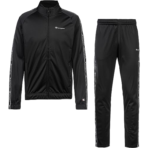Champion Men Tracksuit Full Zip Top Bottom Athletic Set Casual Outifit New (as1, alpha, l, regular, regular, Nero, L)